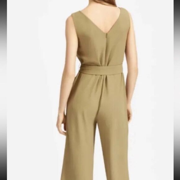 Everlane The Japanese GoWeave Essential Cropped Jumpsuit | Olive Green | Size 10 - Picture 3 of 12